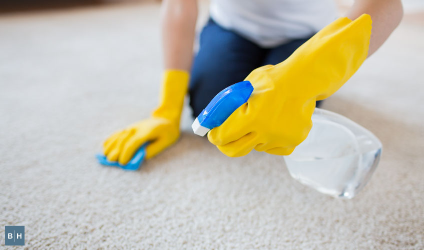 Person cleaning up a spill